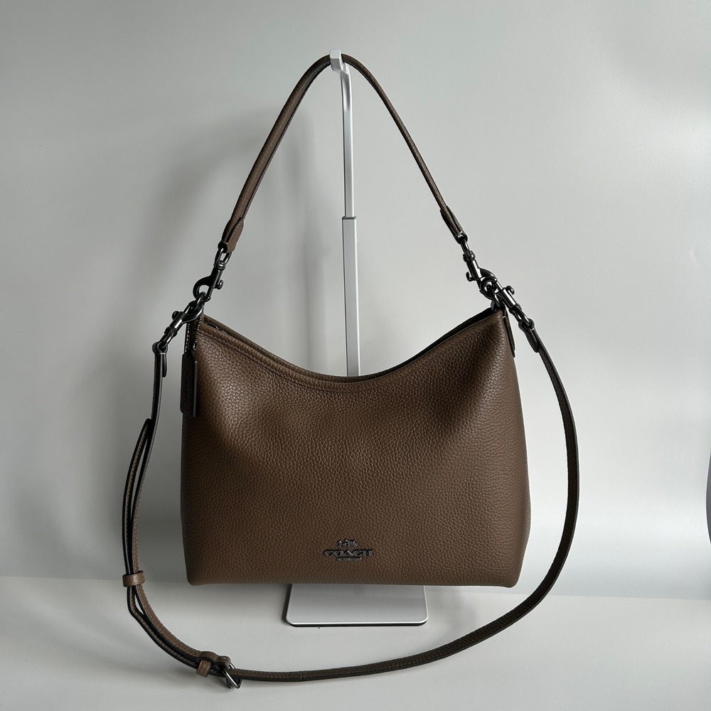 Coach Laurel Shoulder Bag Dark Stone Soft Pebble Leather Crossbody Handbag CR148